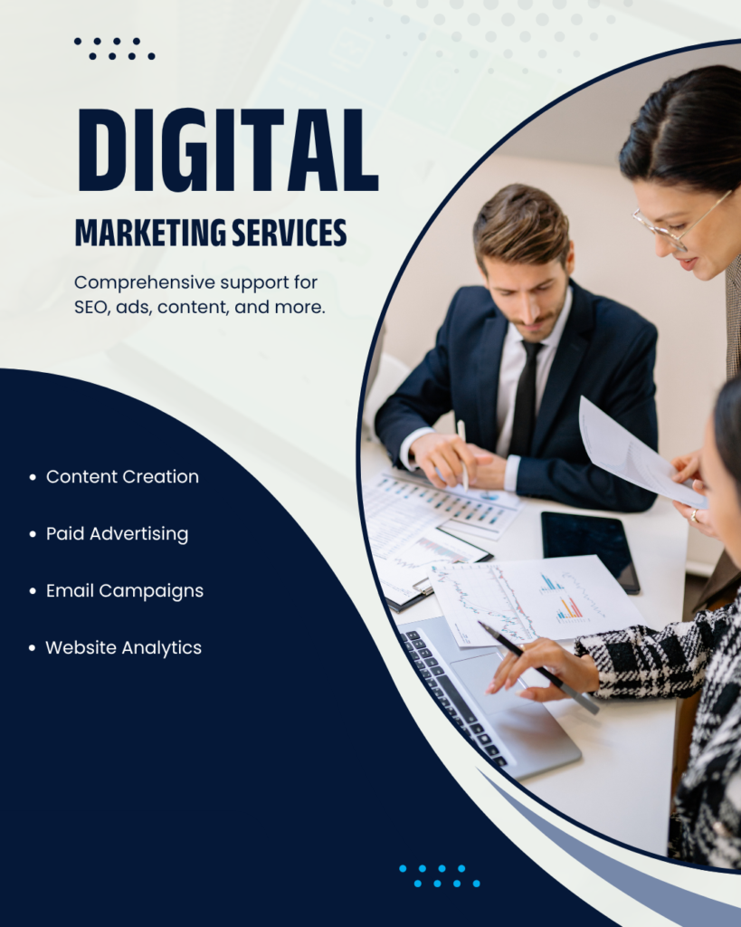 Blue White and Yellow Modern Digital Marketing Agency Instagram Post